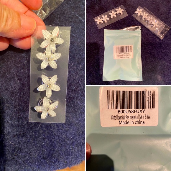 NEW White Flower twister coil hair pins. 2pack (16pcs). - Picture 4 of 4